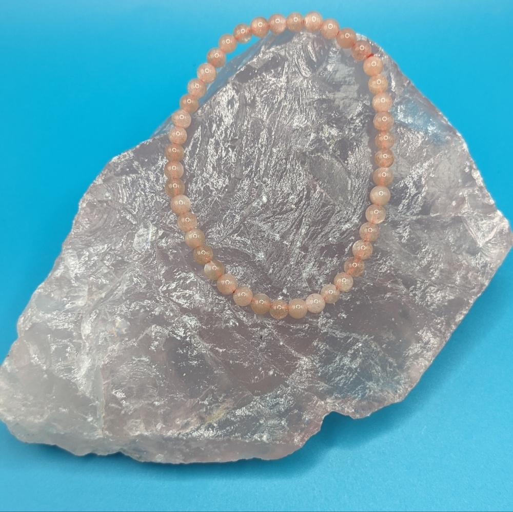 Gorgeous flashy 4mm peach moonstone bracelet Intuitively chosen for you